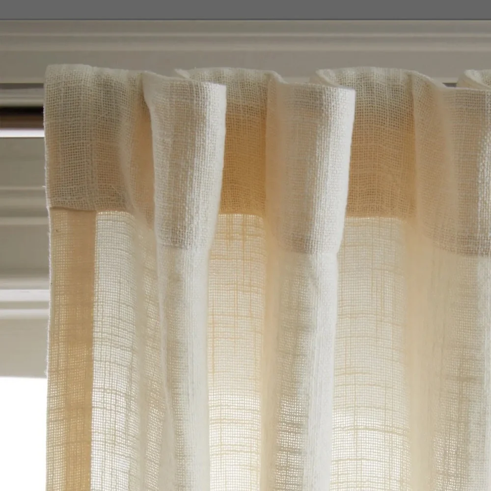 QUINCE Cotton Sheer Curtain Set 2 Panels Ivory